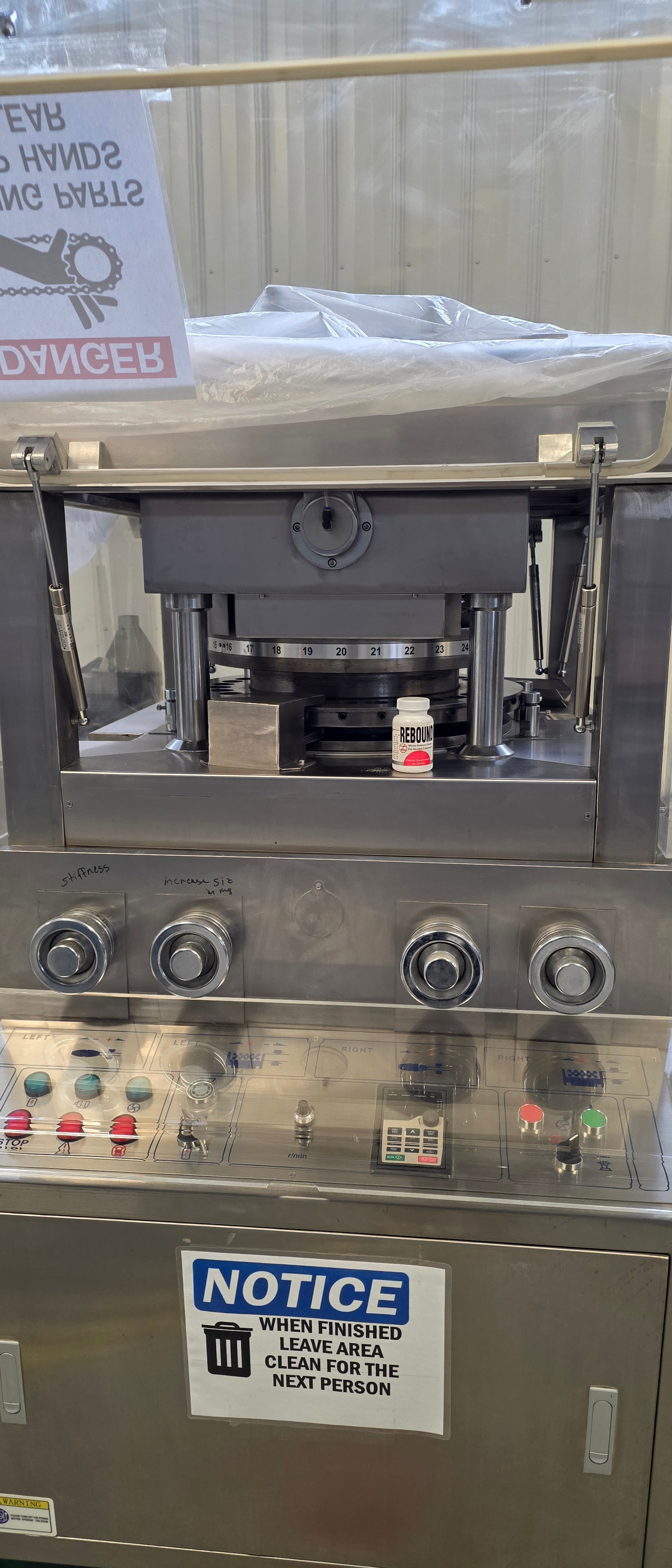 Tablet press with Rebound Vitamins bottle