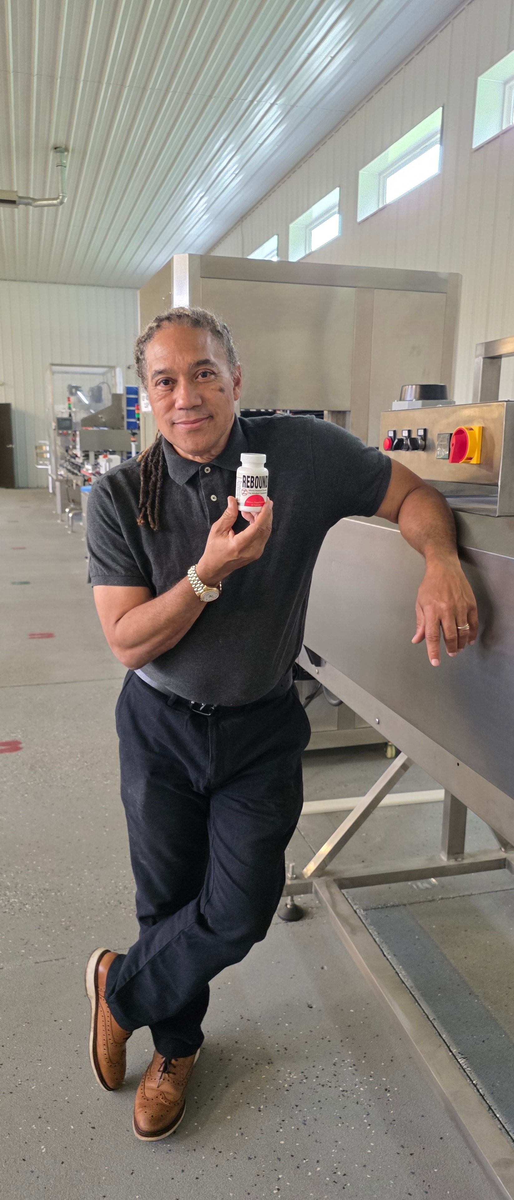 Wallace Peoples, founder of Rebound Vitamins, in the manufacturing facility